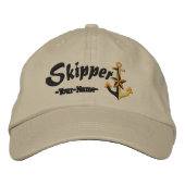 Skipper mit Name Large Anchor anpassbar Bestickte Kappe (Vorderseite)