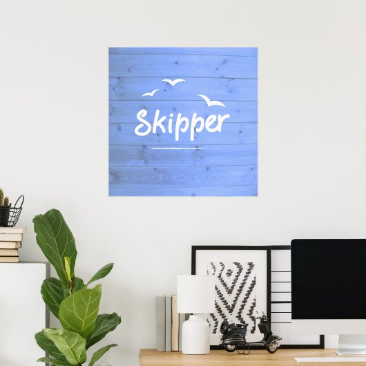 Skipper Nautical Sailing Blue und White Poster (Heimbüro)