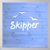 Skipper Nautical Sailing Blue und White Poster (Vorne)