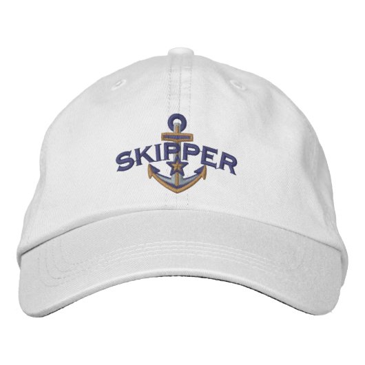 Skipper Nautical Stern Anker Stickerei Bestickte Baseballkappe (Vorderseite)