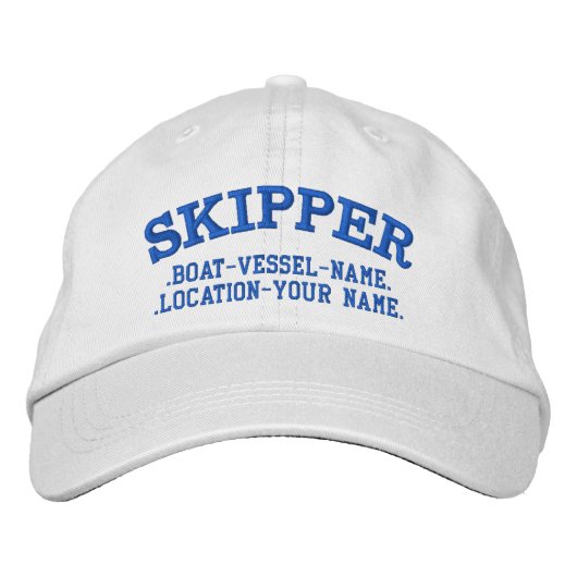 SKIPPER Personalisieren Sie es! Name des Bootes Bestickte Kappe (Vorderseite)