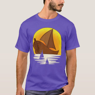 Skipper Sea Sunset Segelboot Segeln T-Shirt