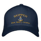 Skipper Style Dein Boot Name Dein Name oder beides Bestickte Kappe (Vorderseite)