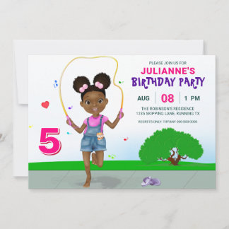 Skipping Rope Girl Birthday Party Einladung