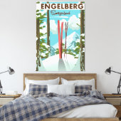 Skipposter Engelberg Schweiz Leinwanddruck (Insitu (Schlafzimmer))
