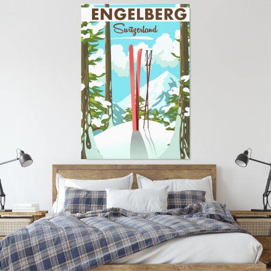 Skipposter Engelberg Schweiz Leinwanddruck (Insitu (Schlafzimmer))