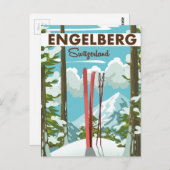Skipposter Engelberg Schweiz Postkarte (Vorne/Hinten)