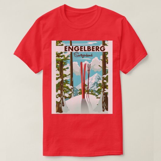 Skipposter Engelberg Schweiz T-Shirt (Design vorne)