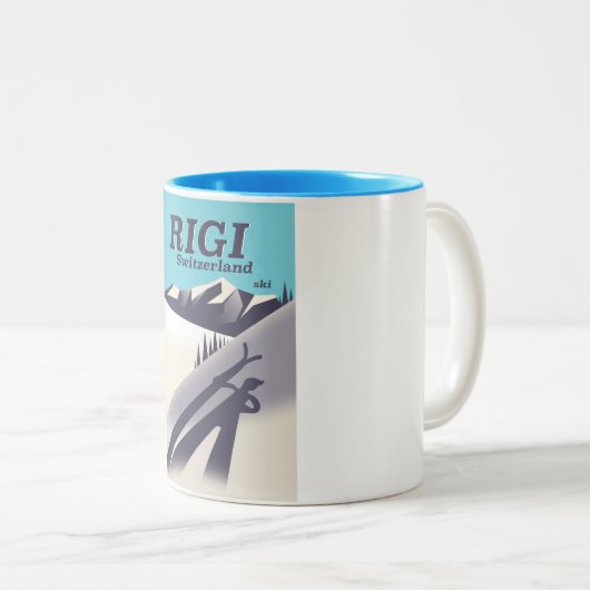 Skipposter Rigi Schweiz Zweifarbige Tasse (VorderseiteRechts)
