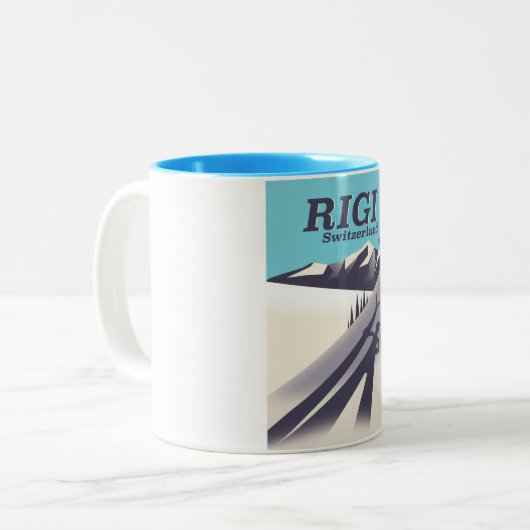 Skipposter Rigi Schweiz Zweifarbige Tasse (Vorderseite Links)