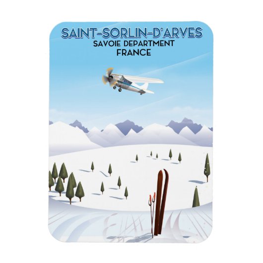 Skipposter Saint-Sorlin d'Arves Frankreich Magnet (Vertikal)