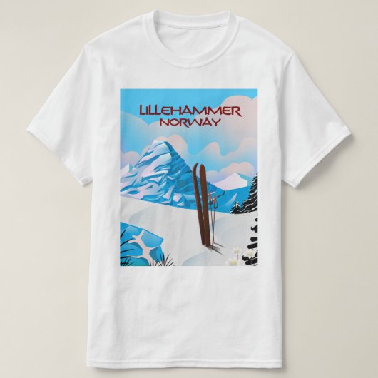 Skipposter von Lillehammer Norwegen. T-Shirt (Design vorne)