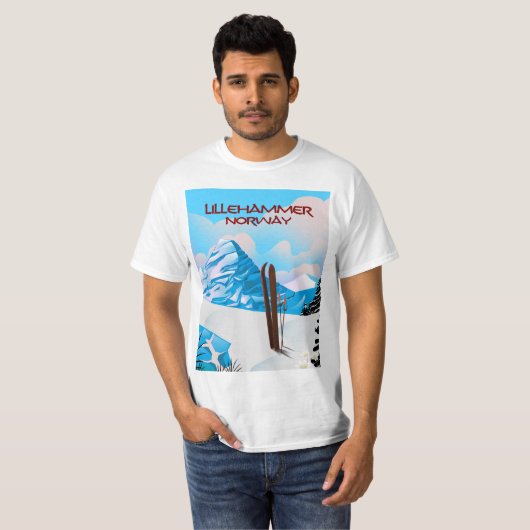 Skipposter von Lillehammer Norwegen. T-Shirt (Vorne ganz)
