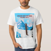 Skipposter von Lillehammer Norwegen. T-Shirt (Vorderseite)