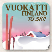 Skipposter Vuokatti Finnland Untersetzer (Vorderseite)