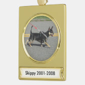 Skippy Chihuahua-Verzierung Banner-Ornament Gold (Links)