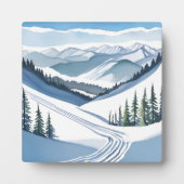 Skirennen Wasserfarbene Malerei Winter Kunst, Dich Fotoplatte (Vorderseite)