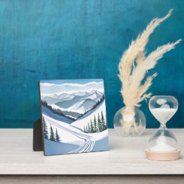 Skirennen Wasserfarbene Malerei Winter Kunst, Dich Fotoplatte