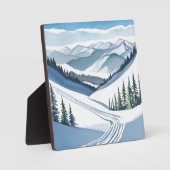 Skirennen Wasserfarbene Malerei Winter Kunst, Dich Fotoplatte (Vorderseite)