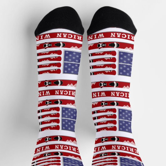 Skis and Snowflakes USA Flag Socken (Oben)