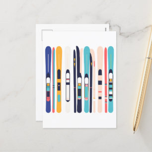 Skis Feiertagspostkarte