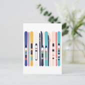 Skis Feiertagspostkarte (Stehend Vorderseite)