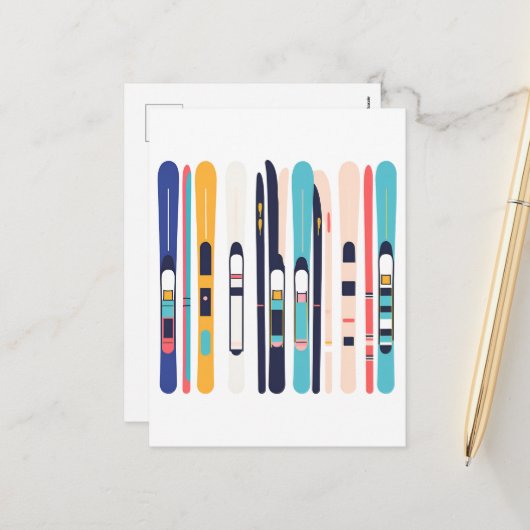 Skis Feiertagspostkarte (Vorderseite/Rückseite Beispiel)