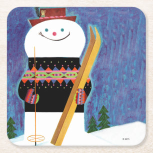 Skis für Schneemann Rechteckiger Pappuntersetzer