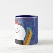 Skis für Schneemann Zweifarbige Tasse (Mittel)