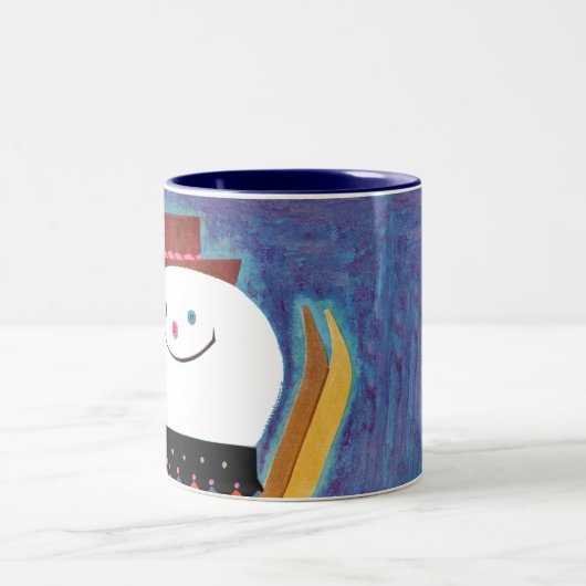 Skis für Schneemann Zweifarbige Tasse (Mittel)