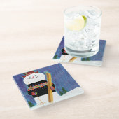 Skis für Snowman Glasuntersetzer (Schrägansicht)