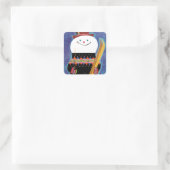 Skis für Snowman Quadratischer Aufkleber (Tasche)