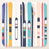 Skis Rechteckiger Pappuntersetzer (Vorderseite)