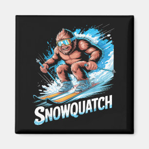 Skis Sasquatch Wintersport Skifahrer lustig Ski fa Magnet
