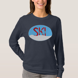 Skis Snow Oval T-Shirt