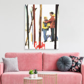 Skis Standing Up in Snow by Paar Poster Leinwanddruck (Insitu (Wohnzimmer))
