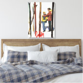 Skis Standing Up in Snow by Paar Poster Leinwanddruck (Insitu (Schlafzimmer))