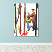 Skis Standing Up in Snow by Paar Poster Leinwanddruck (Insitu (Holzboden))