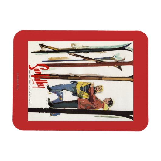 Skis Standing Up in Snow by Paar Poster Magnet (Horizontal)