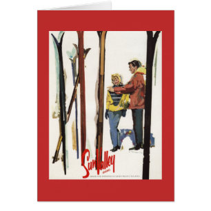 Skis stehend oben im Schnee durch Paar-Plakat