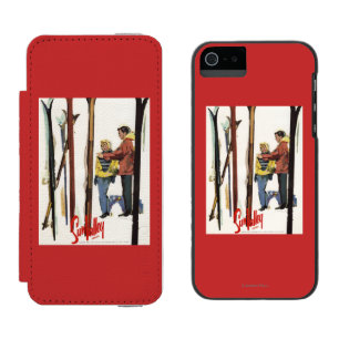 Skis stehend oben im Schnee durch Paar-Plakat Incipio Watson™ iPhone 5 Geldbörsen Hülle