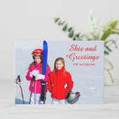 Skis und Grüße Foto Personalisiert | Weihnachten (Stehend Vorderseite)