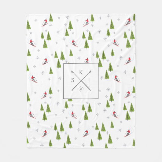 Skis und Pine Trees Personalisiert Fleece Blanket (Vorderseite)