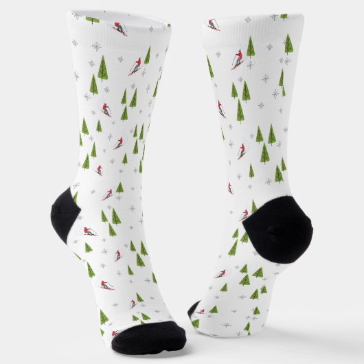 Skis und Pine Trees Socken (Gewinkelt)