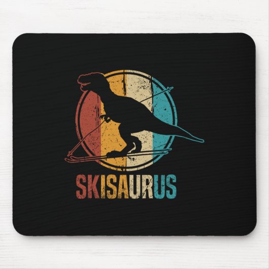 Skisaurus Funny Skiing Dino Ski Dinosaur Skiing Di Mousepad (Vorne)