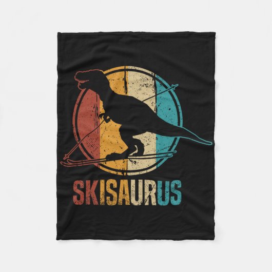 Skisaurus Lustiger Skifahrender Dino Ski Dinosauri Fleecedecke (Vorderseite)