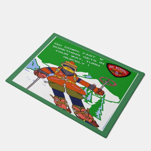 Skischule Funny Fußmatte (Schrägansicht)