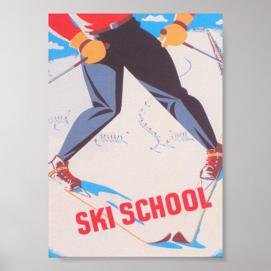 Skischule Retro Vintages Skiposter Poster (Vorne)