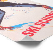 Skischule Retro Vintages Skiposter Poster (Ecke)