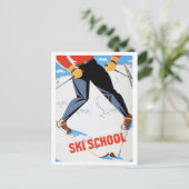Skischule, Skifahrer, Vintage-Postkarte Postkarte (Stehend Vorderseite)